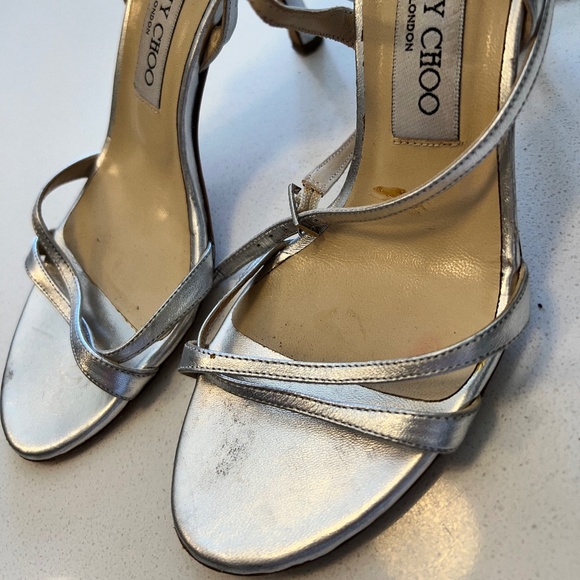 Vintage Jimmy Choo silver staple  heels  - Carrie Bradshaw style! Size 37 - Picture 1 of 4